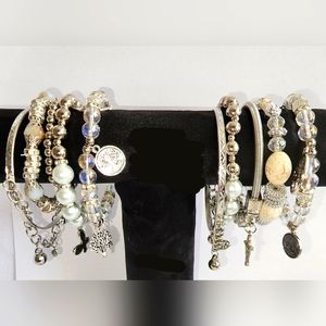Iridescent and Silver Diva Stack Bracelet Sets NIB